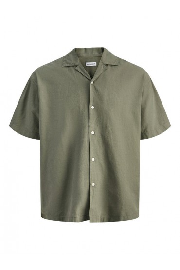 JJEBREEZE LINEN BLEND RESORT SHIRT SS SN - ΧΑΚΙ