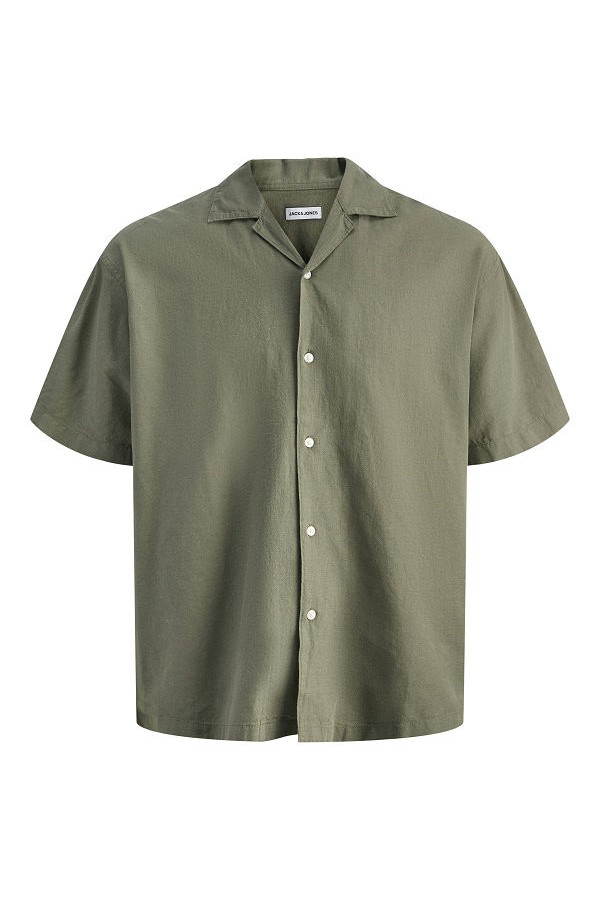 JJEBREEZE LINEN BLEND RESORT SHIRT SS SN - ΧΑΚΙ