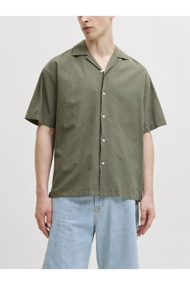 JJEBREEZE LINEN BLEND RESORT SHIRT SS SN - ΧΑΚΙ
