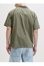 JJEBREEZE LINEN BLEND RESORT SHIRT SS SN - ΧΑΚΙ