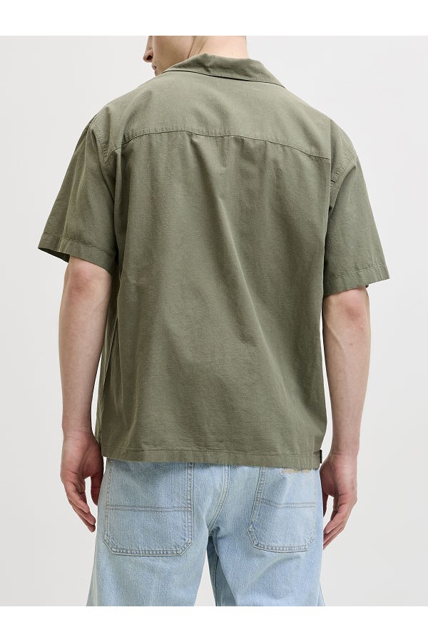 JJEBREEZE LINEN BLEND RESORT SHIRT SS SN - ΧΑΚΙ