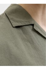 JJEBREEZE LINEN BLEND RESORT SHIRT SS SN - ΧΑΚΙ