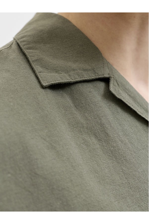 JJEBREEZE LINEN BLEND RESORT SHIRT SS SN - ΧΑΚΙ