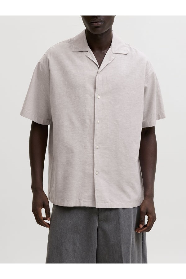 JJEBREEZE LINEN BLEND RESORT SHIRT SS SN - ΜΠΕΖ