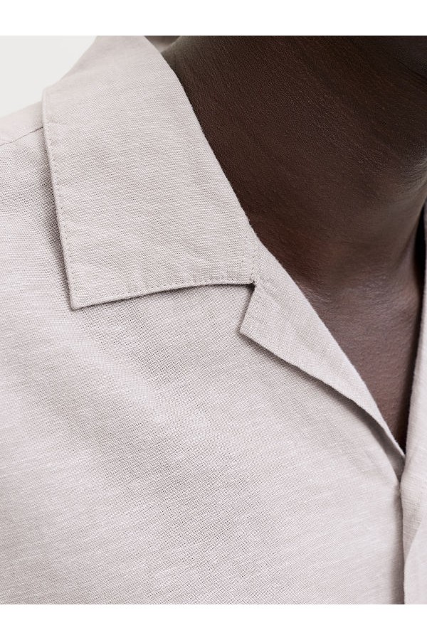 JJEBREEZE LINEN BLEND RESORT SHIRT SS SN - ΜΠΕΖ