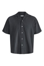 JJEBREEZE LINEN BLEND RESORT SHIRT SS SN - ΜΑΥΡΟ