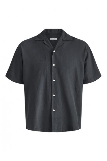 JJEBREEZE LINEN BLEND RESORT SHIRT SS SN - ΜΑΥΡΟ