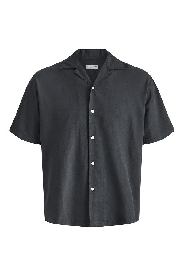 JJEBREEZE LINEN BLEND RESORT SHIRT SS SN - ΜΑΥΡΟ