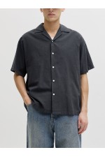 JJEBREEZE LINEN BLEND RESORT SHIRT SS SN - ΜΑΥΡΟ