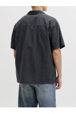 JJEBREEZE LINEN BLEND RESORT SHIRT SS SN - ΜΑΥΡΟ
