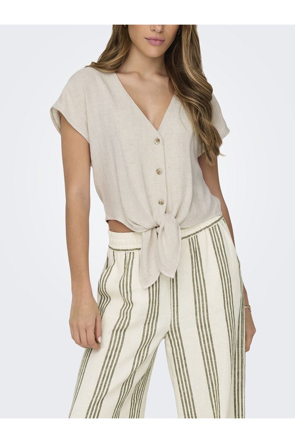 ONLSIESTA SS KNOT LIN BL SHIRT PNT NOOS - ΜΠΕΖ