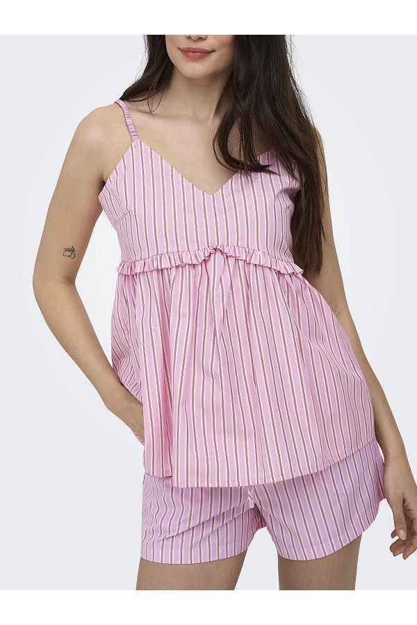 ONLLORIS STRAP FLOWY TOP WVN - ΡΟΖ