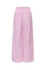 ONLLORIS STRIPED WIDE PULL UP PANTS WVN - ΡΟΖ