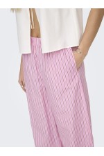 ONLLORIS STRIPED WIDE PULL UP PANTS WVN - ΡΟΖ
