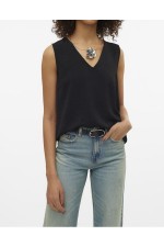 VMALVA S/L V-NECK TOP WVN GA EXP - ΜΑΥΡΟ