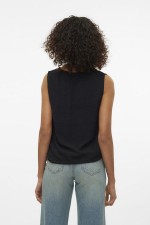 VMALVA S/L V-NECK TOP WVN GA EXP - ΜΑΥΡΟ