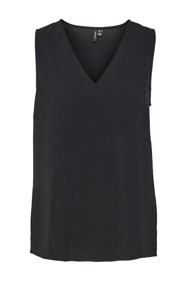 VMALVA S/L V-NECK TOP WVN GA EXP - ΜΑΥΡΟ