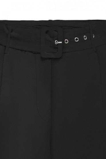 ONLJAKIRI LINEN BUCKLE SHORTS PTM - ΜΑΥΡΟ