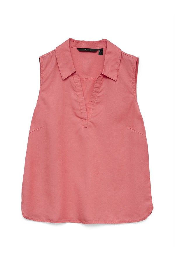 VMHARPER SL COLLAR SHORT TENCEL TOP - ΠΟΡΤΟΚΑΛΙ