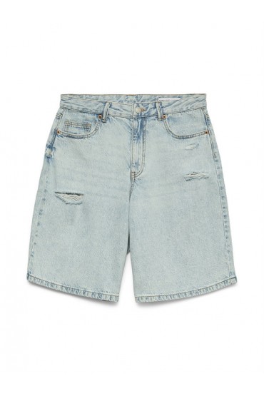 VMHADLEY MR BERMUDA DENIM SHORTS MIX - ΜΠΛΕ ΑΝΟΙΧΤΟ
