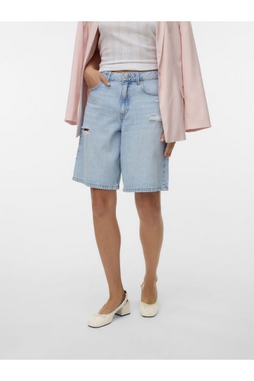 VMHADLEY MR BERMUDA DENIM SHORTS MIX - ΜΠΛΕ ΑΝΟΙΧΤΟ