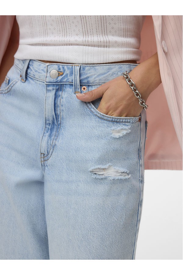 VMHADLEY MR BERMUDA DENIM SHORTS MIX - ΜΠΛΕ ΑΝΟΙΧΤΟ