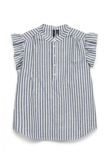 VMSELMA SS FRILL TOP - ΜΠΛΕ