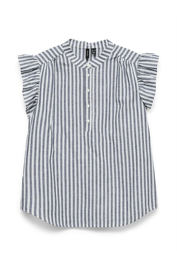 VMSELMA SS FRILL TOP - ΜΠΛΕ