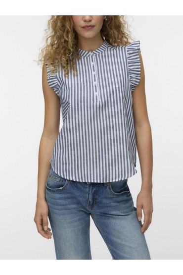 VMSELMA SS FRILL TOP - ΜΠΛΕ