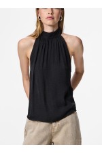 PCMILDA HALTER NECK TOP WVN - ΜΑΥΡΟ