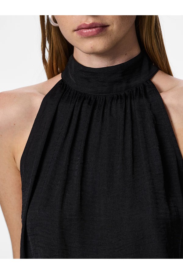 PCMILDA HALTER NECK TOP WVN - ΜΑΥΡΟ
