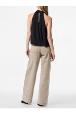 PCMILDA HALTER NECK TOP WVN - ΜΑΥΡΟ