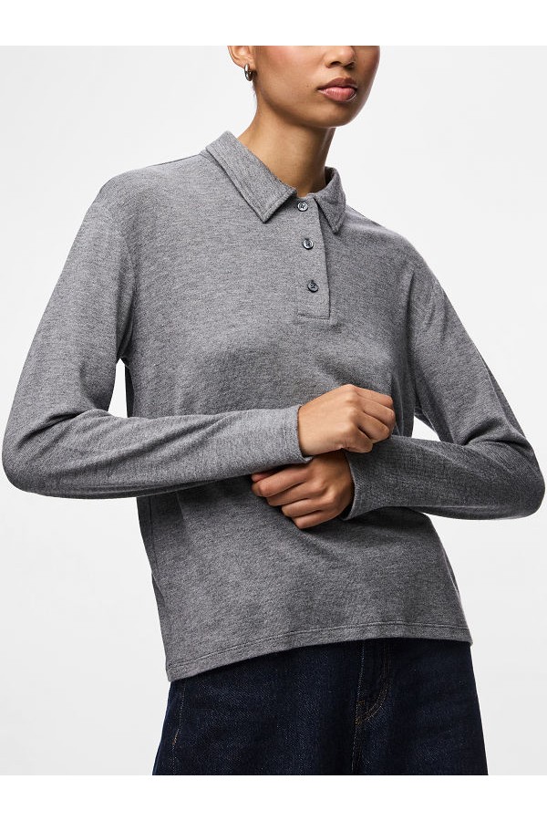 PCRITT LS POLO JRS PWP - ΓΚΡΙ