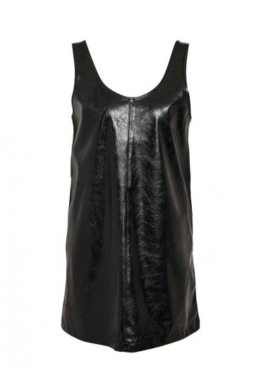 NMKANE PINAFORE VINYL DRESS - ΜΑΥΡΟ