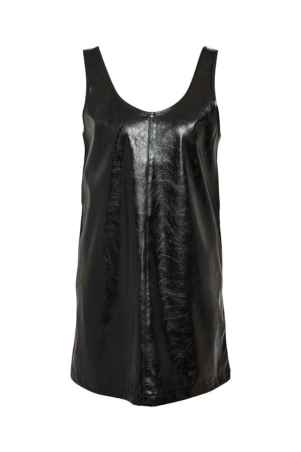 NMKANE PINAFORE VINYL DRESS - ΜΑΥΡΟ