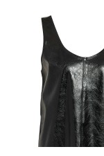 NMKANE PINAFORE VINYL DRESS - ΜΑΥΡΟ