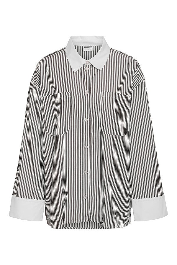 NMFREJA L/S OVERSIZED PLAIN SHIRT WVN - ΛΕΥΚΟ