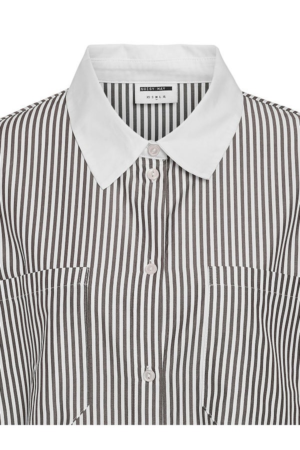 NMFREJA L/S OVERSIZED PLAIN SHIRT WVN - ΛΕΥΚΟ