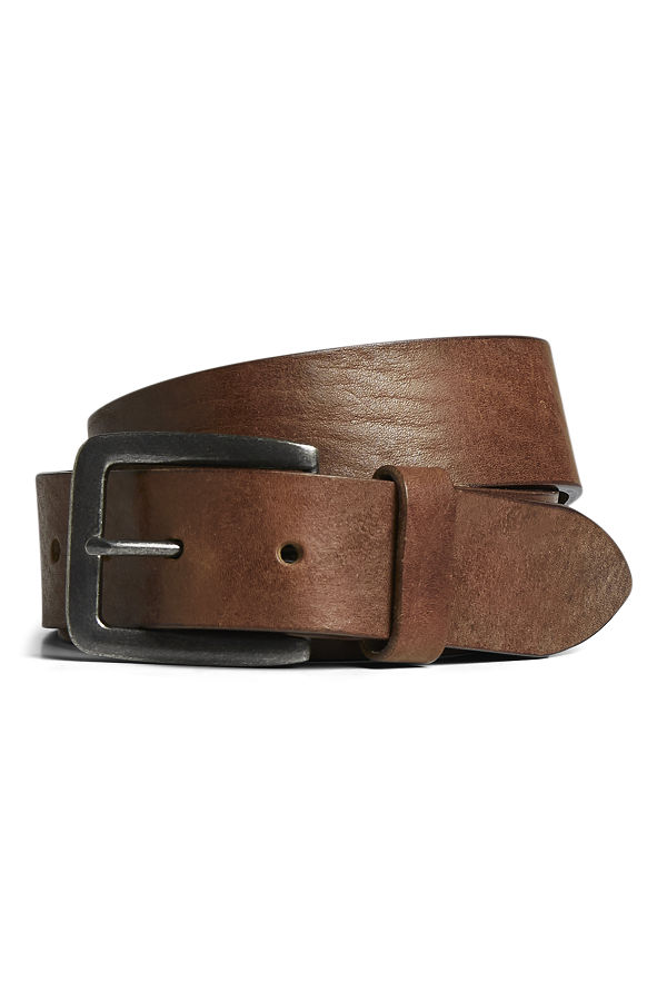 JACVICTOR LEATHER BELT NOOS - ΚΑΦΕ