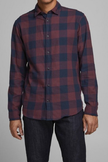JJEGINGHAM TWILL SHIRT L/S NOOS - ΜΠΟΡΝΤΩ