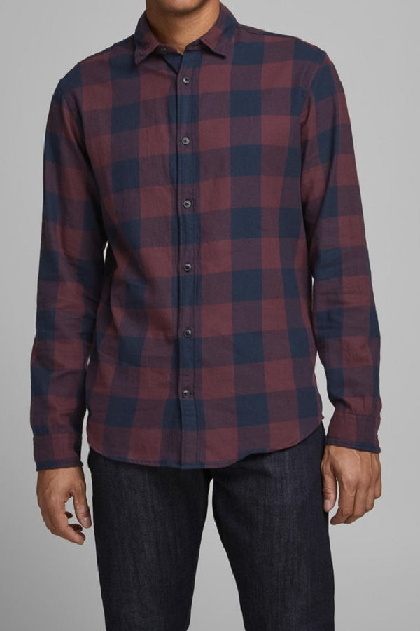 JJEGINGHAM TWILL SHIRT L/S NOOS - ΜΠΟΡΝΤΩ