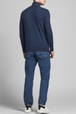 JJEEMIL KNIT HALF ZIP NOOS - ΜΠΛΕ