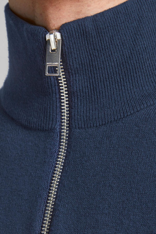 JJEEMIL KNIT HALF ZIP NOOS - ΜΠΛΕ