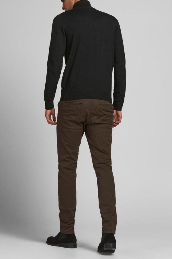 JJEEMIL KNIT HALF ZIP NOOS - ΜΑΥΡΟ