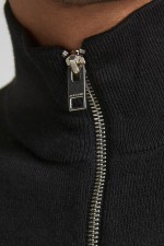 JJEEMIL KNIT HALF ZIP NOOS - ΜΑΥΡΟ