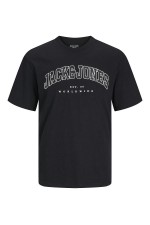 JJECALEB VARSITY TEE SS O-NECK NOOS PLS - ΜΑΥΡΟ