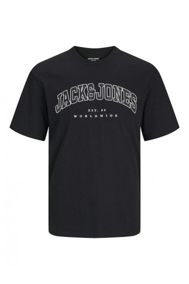 JJECALEB VARSITY TEE SS O-NECK NOOS PLS - ΜΑΥΡΟ