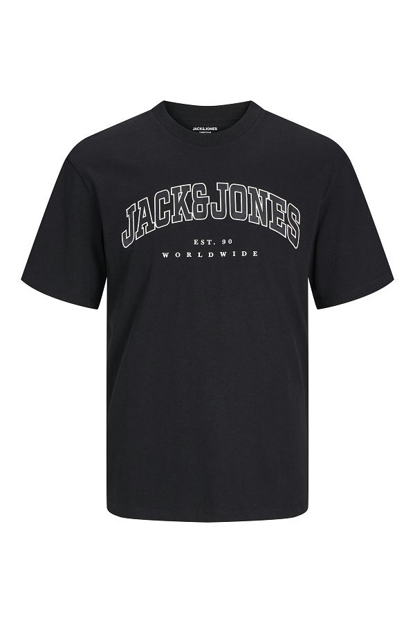 JJECALEB VARSITY TEE SS O-NECK NOOS PLS - ΜΑΥΡΟ
