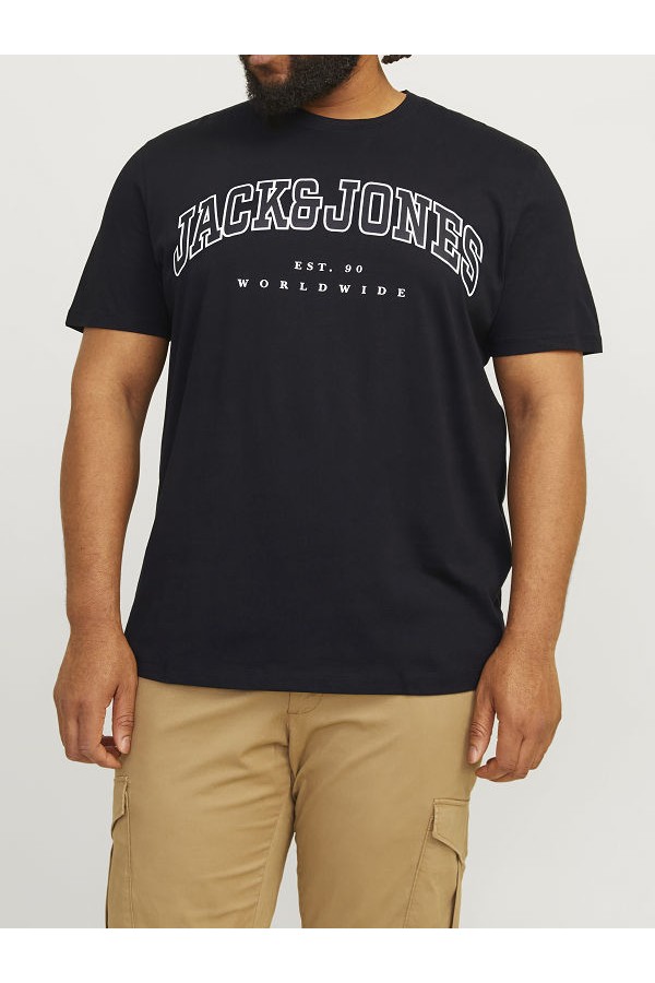 JJECALEB VARSITY TEE SS O-NECK NOOS PLS - ΜΑΥΡΟ