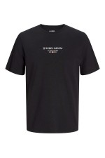 JREBJEANS REBEL PRINT TEE SS O-NECK SN - ΜΑΥΡΟ